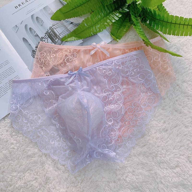 1 szt. Bezszwowe majtki Seduction Koronkowa Seksowna bielizna Przezroczyste Plus size Osobowość Majtki męskie Włókno poliestrowe