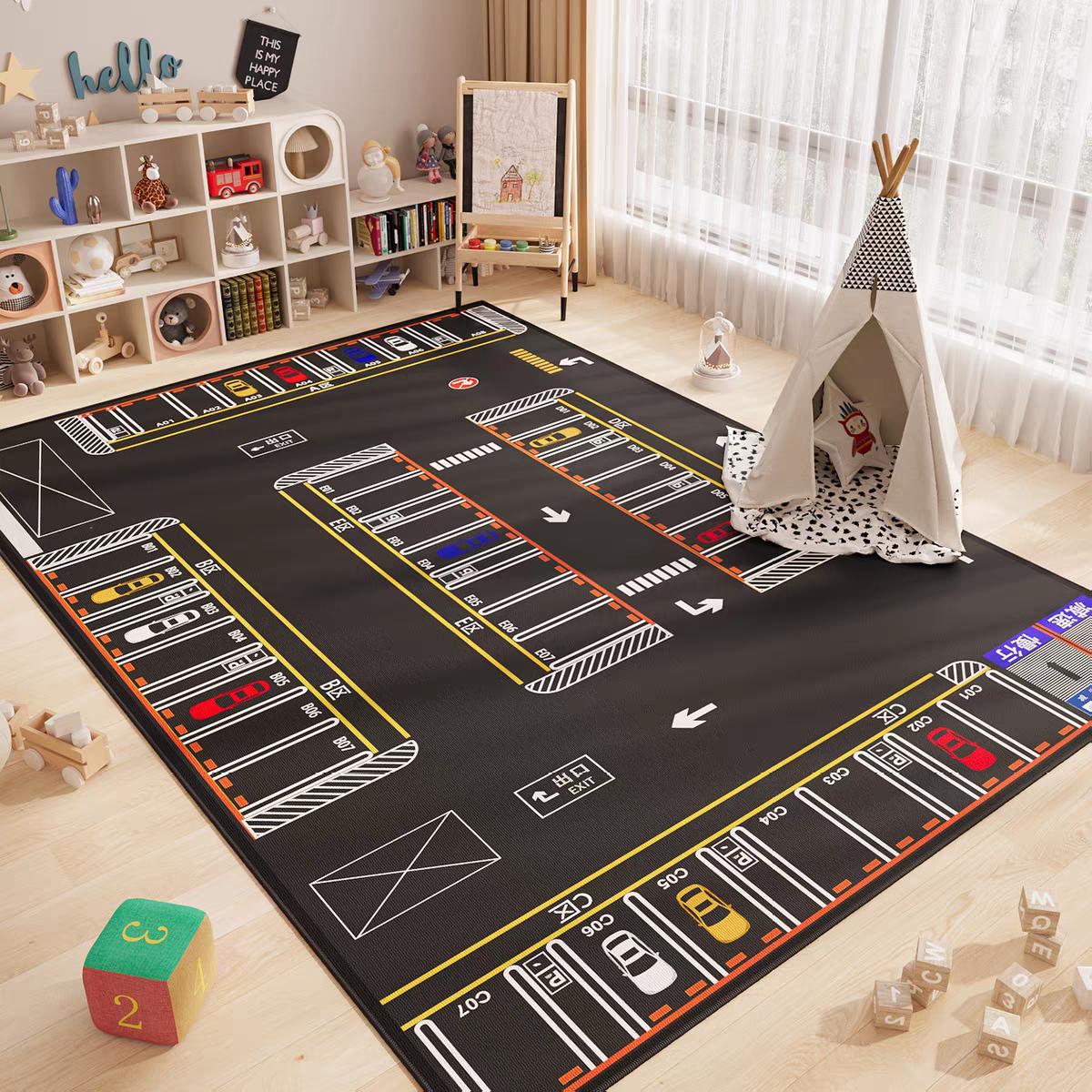 

Cartoon Playroom Baby Crawl Car Traffic Children s Carpet Mat Home Decor Crystal Velvet Living Room Bedroom Floor Mat 50x80cm