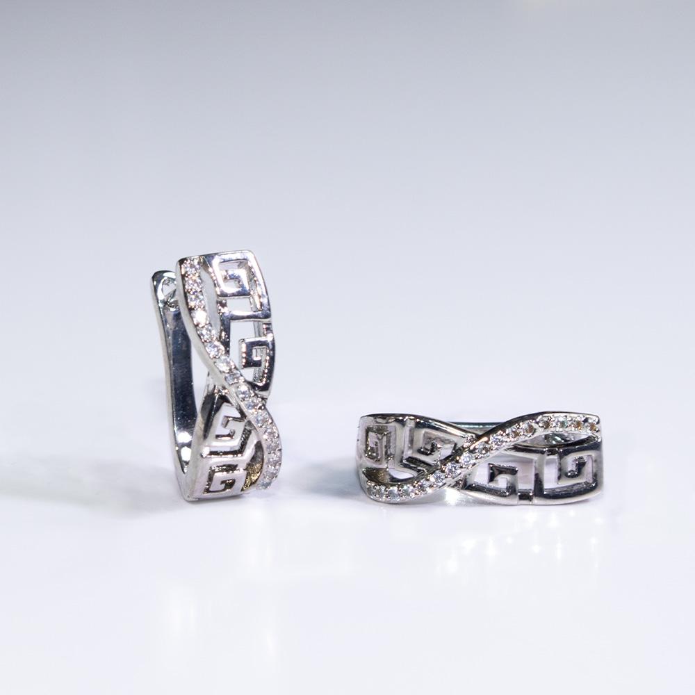 Cercei cu geometrie din platină goală cu zircon alb Cerceu personalizat pentru bijuterii fine placat cu zirconiu