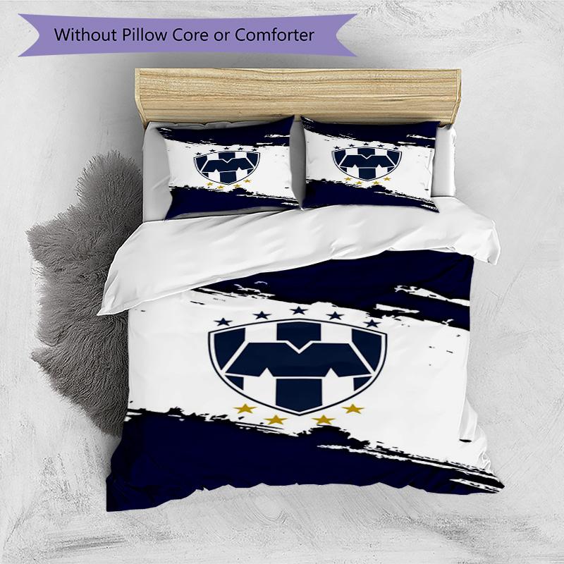 C.F.Monterrey Football Crest Art Printed Pattern Duvet Cover Set – includes 1 duvet cover and 2 matching pillowcases Bedroom decor Christmas gifts