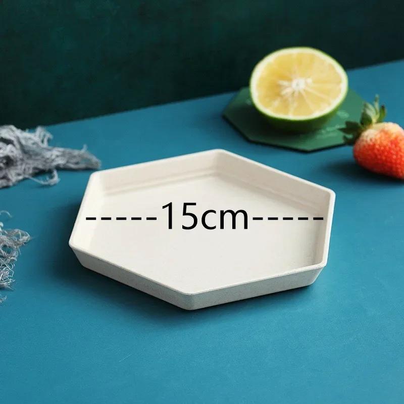 Wheat Straw Hexagonal Spit Bone Plate Bone Plate Home Plastic Plate Saucer Seasoning Dip Saucer Snack Dish