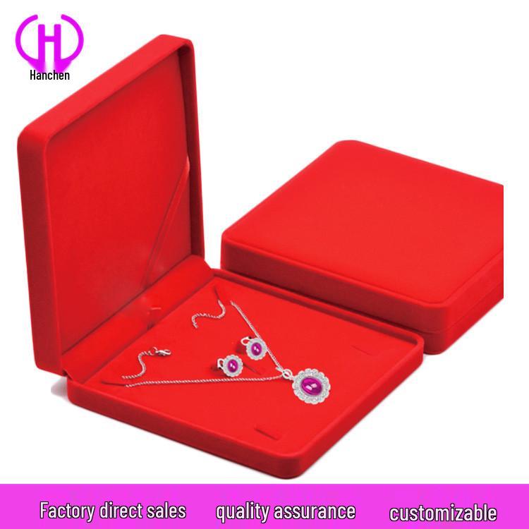 Flocked Jewelry Box for Necklace, Rings, Bracelets & Earrings - 4-Piece Set