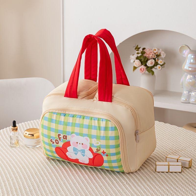 Cartoon Pattern Cute Portable Lightweight Makeup Bag Women's Travel Storage Bag Handheld Organizer Cosmetic Pouch Wash Bag