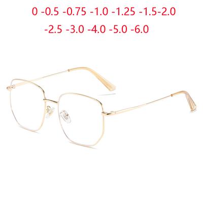 Metall Quadratisch Student Myopie Brillen Fertig Damen Herren Mode Literarisch Minus Grad Korrekturbrillen 0 -0,5 -1,0 Bis -6,0