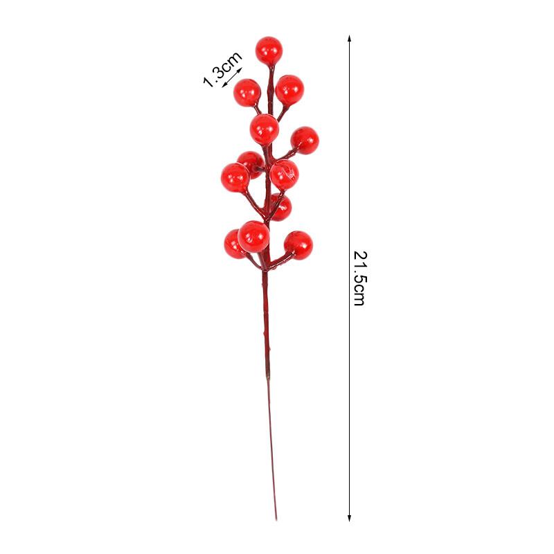 20/5pcs Christmas Artificial Red Berries Stems for Xmas Tree Hanging Fake Flowers Plants Ornament New Year Home DIY Decorations