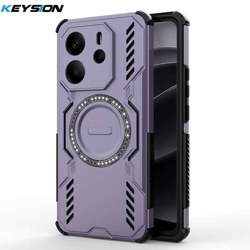 

KEYSION Hollow Heat Dissipation Case for Redmi Note 14 4G 5G Silicone+PC Magnetic Cooling Shockproof Phone Cover for Redmi Note 14 5G for Redmi Note 14 5G фиолетовый