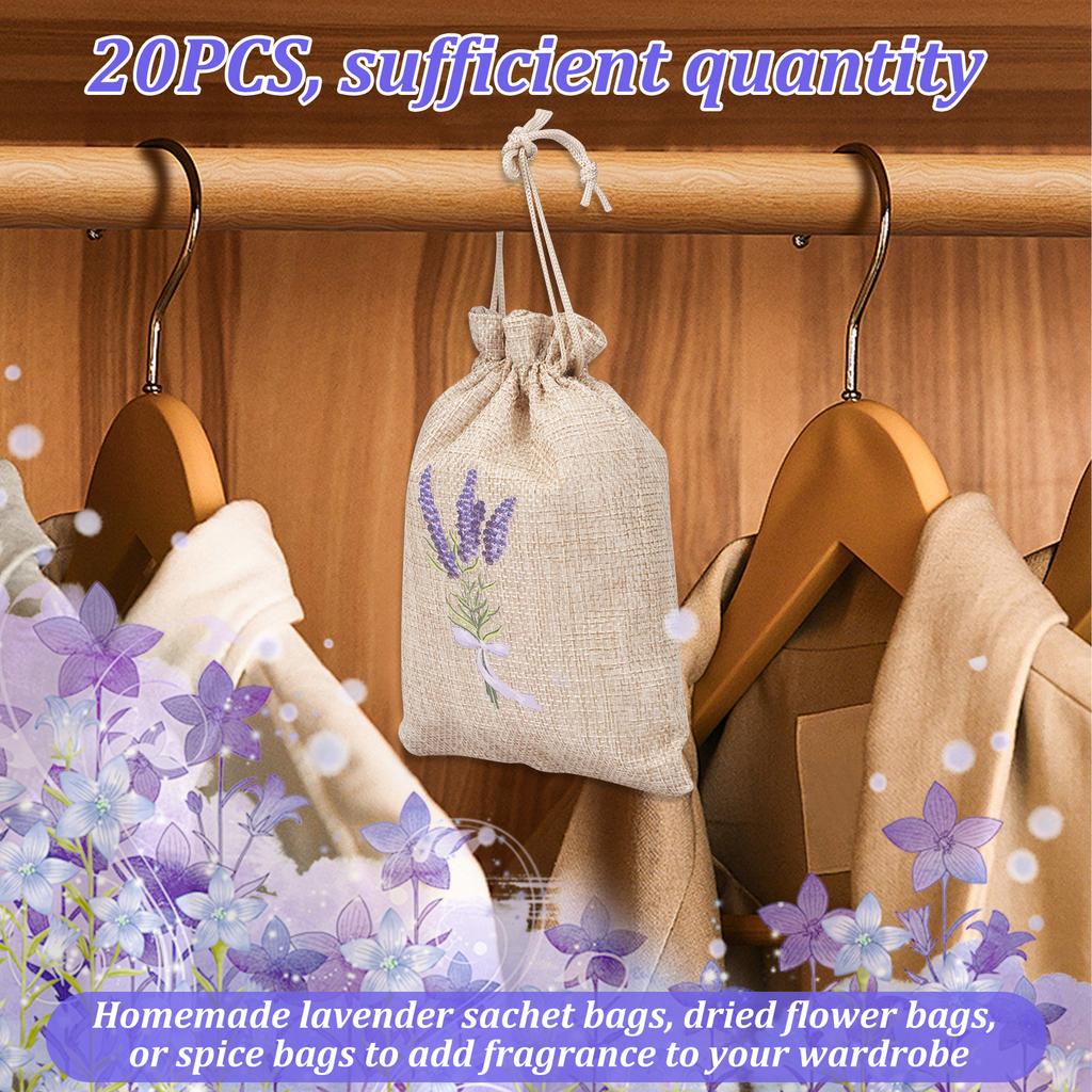 20Pcs Lavender Empty Bag Linen or Cotton Dry Flower Storage Bag With Drawstring Closure Breathable Spice Sachet Bag for Jewelry