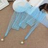 Women Lace Belt Hollow Design Lightweight Breathable Adjustable Waist Slimming Non-Fading Imitation Pearl Pendant Belt