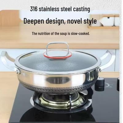 Deepened 316 Stainless Steel Non-Stick Double-Handle Pan for Pancakes - Compatible with Induction and Gas Cookers