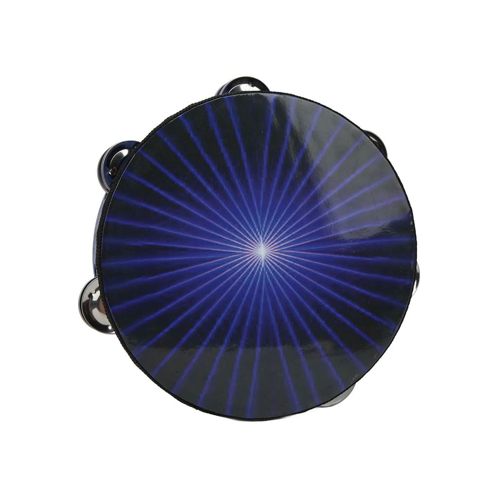 Tamboerijn 8 inch handpercussie-instrument met belletjes voor kinderen en volwassenen, blauw