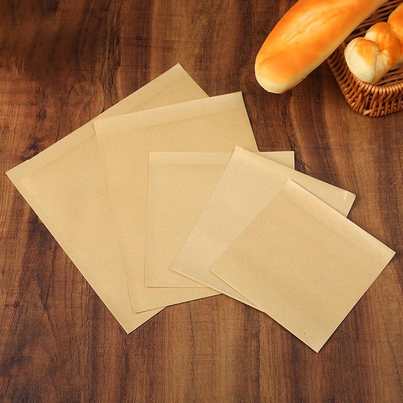 Kraft Paper Food Packaging Bag Disposable Snack Packing Bag Oil-Proof Paper Bag