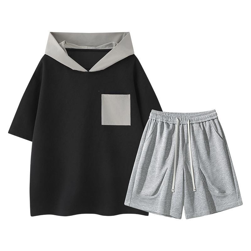 Men's Ice Silk Summer Sportswear Set: Trendy Loose Fit Short Sleeve T-shirt & Shorts Duo