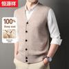 Hengyuanxiang Men's Pure Wool V-Neck Knit Vest