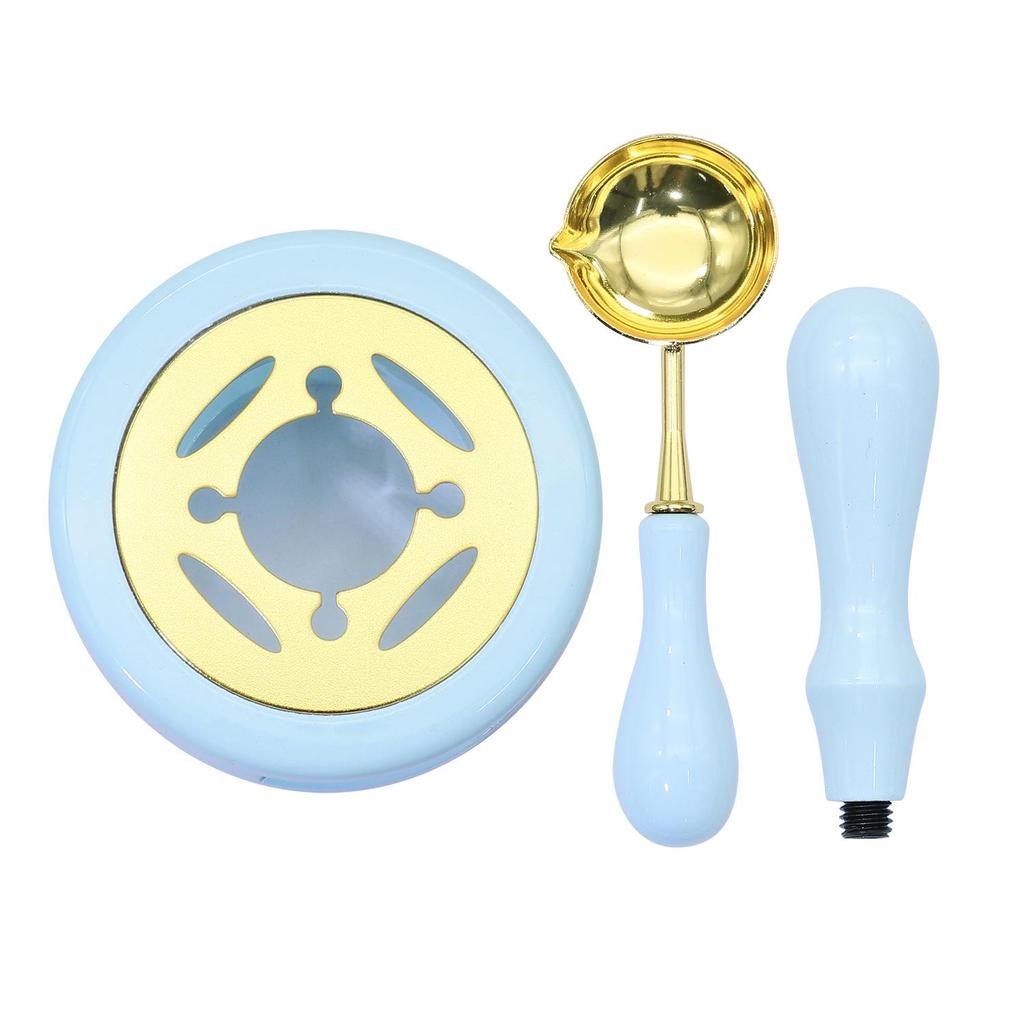Wax Seal Melting Furnace Set with Handle & Spoon - Wooden Granule Furnace for Crafting