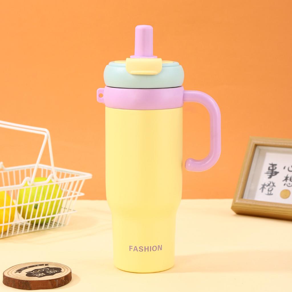 Bingba Cup with Tea Warehouse Stainless Steel Vacuum Thermos Cup Car Portable Straw Cup Business Gifts