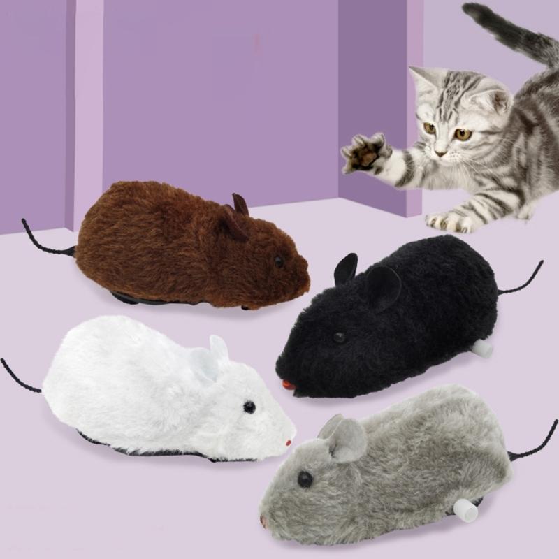 4Pieces Wind Up Mouse Toy Set Realistic Mice Toy For Pet And Kids Interactive Windingup Mice Toy for Baby Crawling
