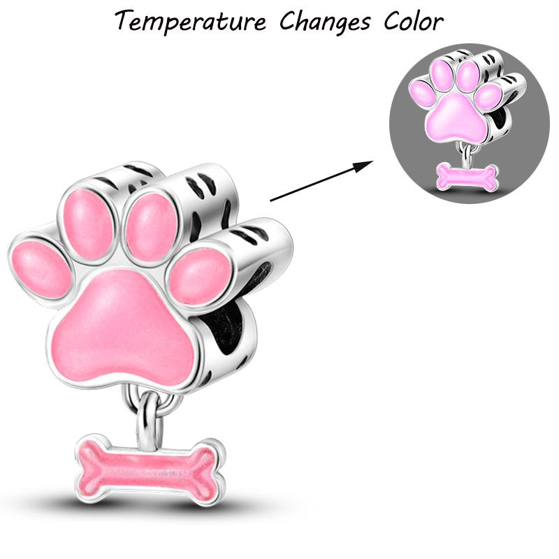 100% S925 Silver Temperature Change Color Chameleon Elephant Trendy Charms Fit Pan Original Bracelets DIY Fine Jewelry Gifts