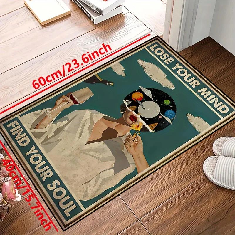 Kreativer Teppich – 'Lost Your Mind, Find Your Soul' Fußmatte für Wohnzimmer, Schlafzimmer, Kinderzimmer, Außenbereich, Garten