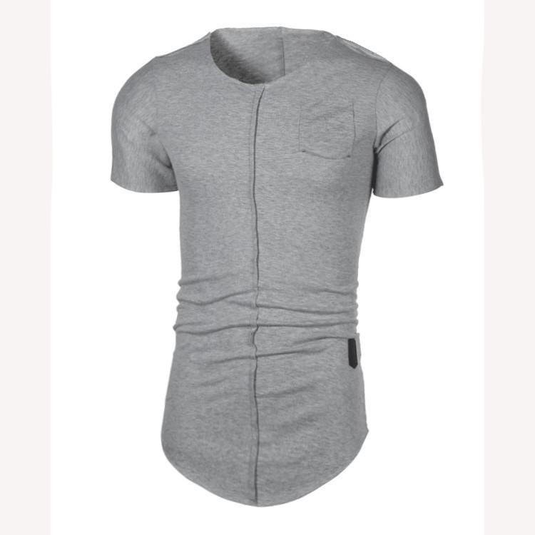 Men's Casual Patchwork Frayed Hem Round Neck Short Sleeve T-shirt