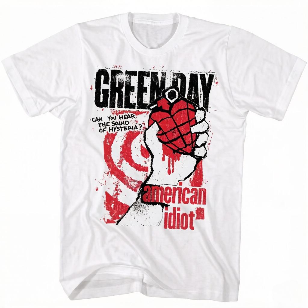 

Green Day American Idiot Hysteria T Shirt Unisexs Rock Music Classic Band Tee Shortsleeved Women Fashion Street Top 2XL