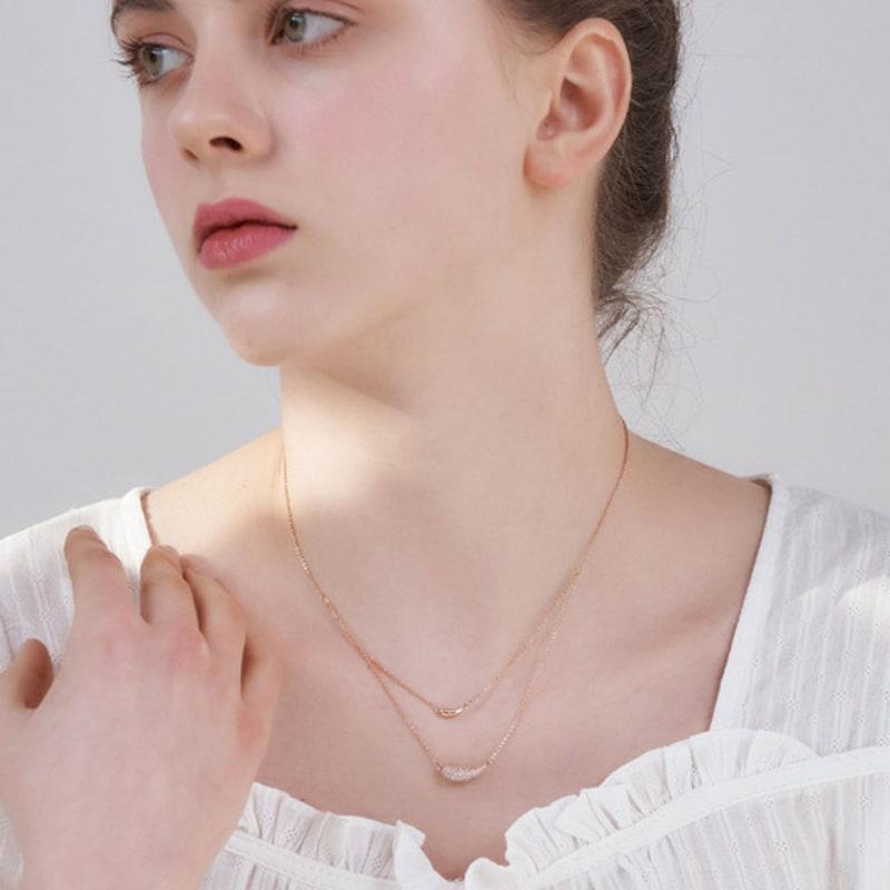 ELLE Jewelry Two-Line Layered Waterdrop Necklace ELBRNN232