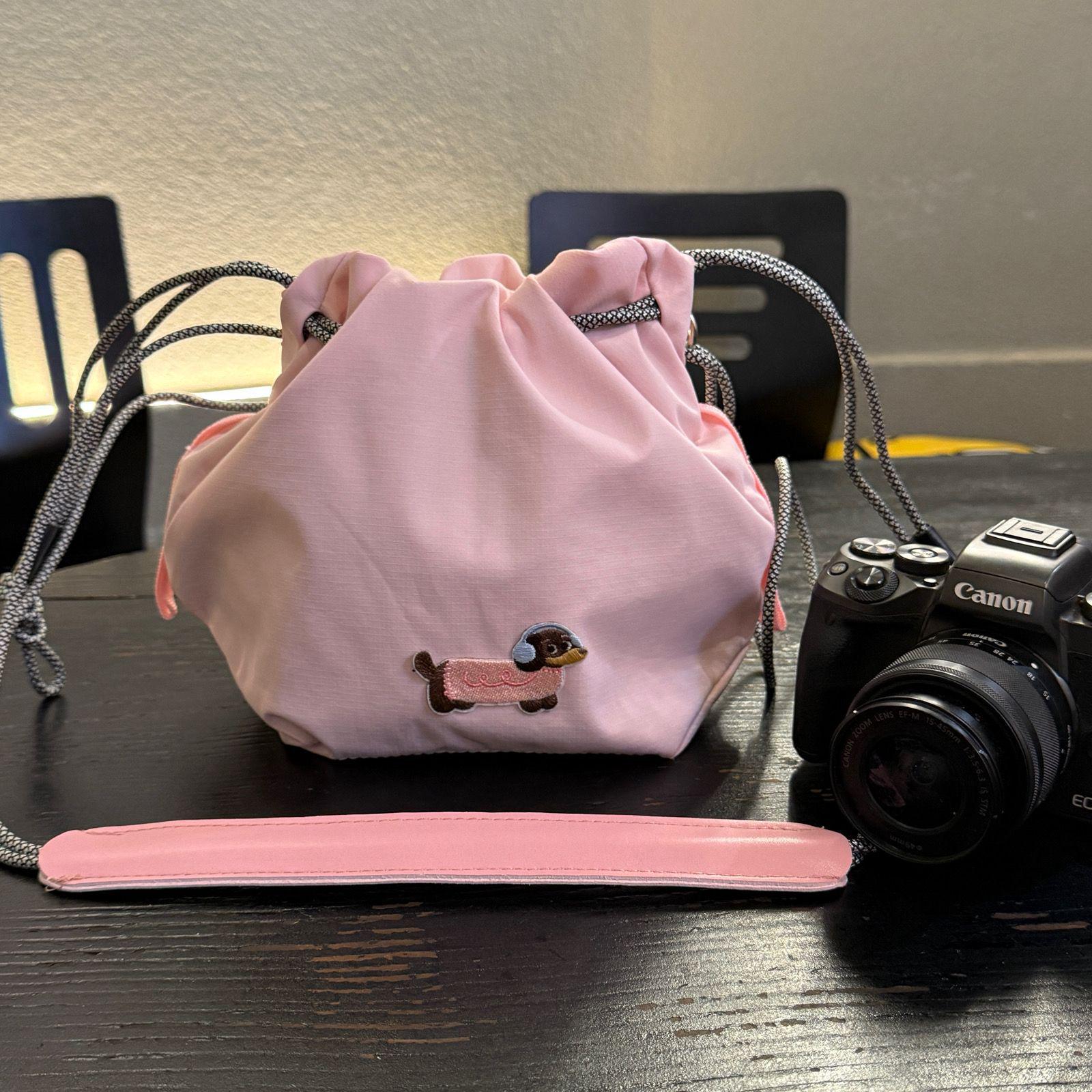 

Розовая водонепроницаемая сумка для цифровой камеры для Canon - Дизайн «Щенок», Ударопрочная, На плечо и для ручной переноски