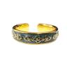 French Retro Enamel Dripping Open Ring, National Tide Texture Flower Niche Design Ring