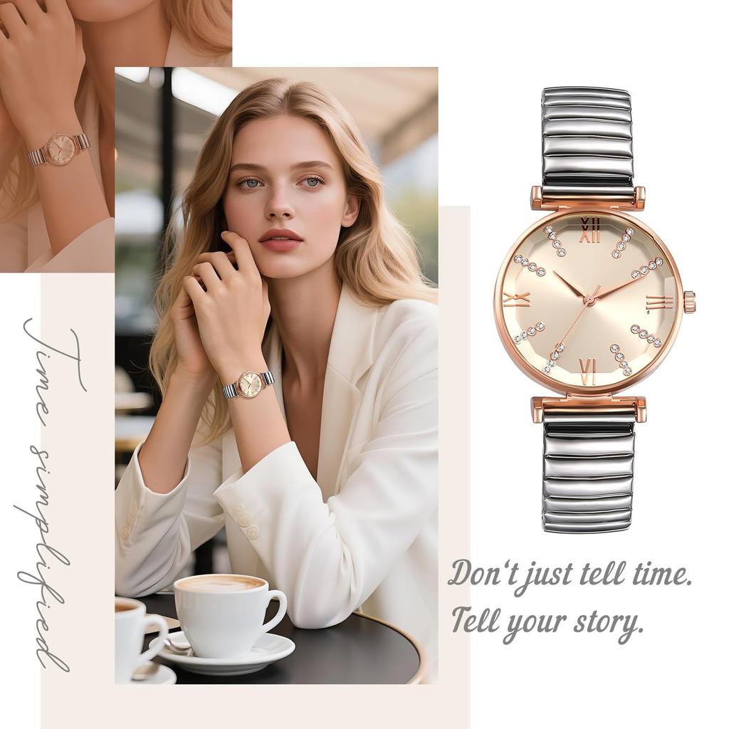 Women's Watch Waterproof Fashionable Snake Clasp Stainless Steel Band Quartz Analog Display Free Size Fashion Accessory