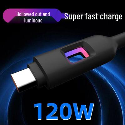 Cabo Tipo-C de Carregamento Rápido Kirin Dragon 120W com Luz de Respiração Colorida para Redmi, Xiaomi, Huawei - Design Trançado
