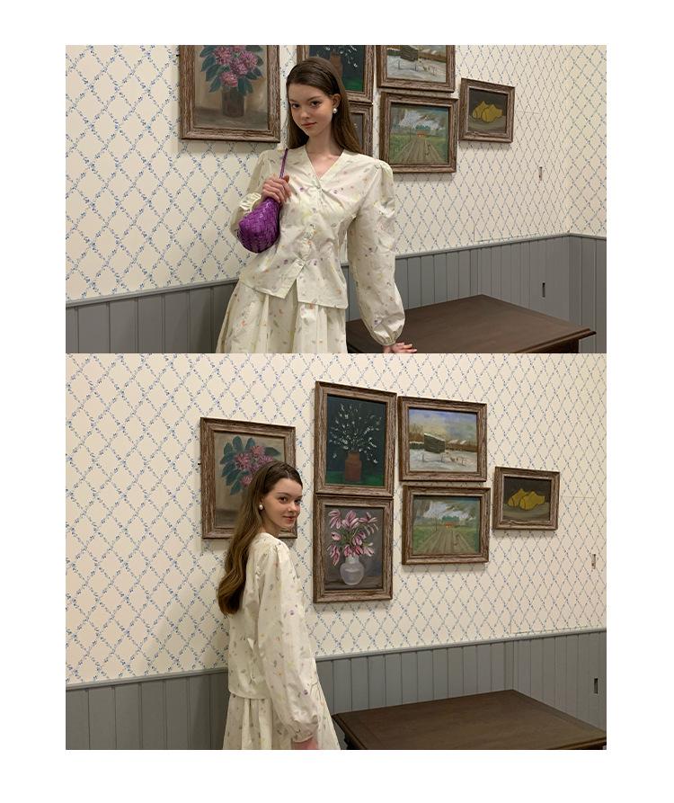 NEWOPEN 2025 Early Spring French Floral A-Line Midi Skirt C3623 – Sweet, Fresh, Age-Reducing Design