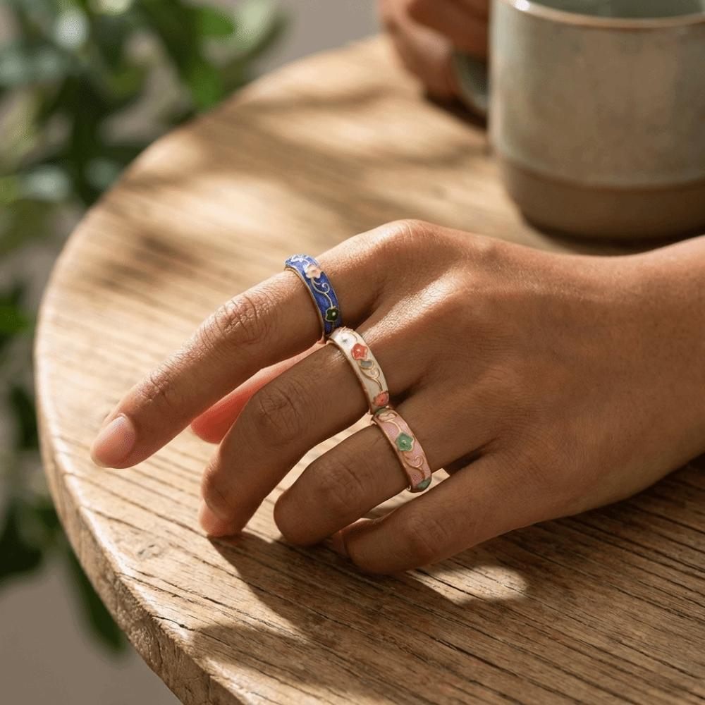 Colorful Oil-Drop Enamel Ring Versatile Drip Glazing Ring Vintage Flower Open Ring  Wedding