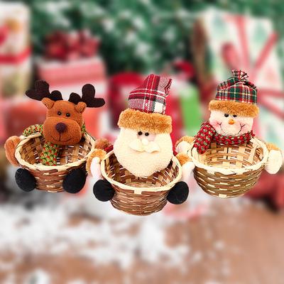 Cesta de Almacenamiento de Dulces Navideños Decoración Cesta de Almacenamiento Regalo Pequeño