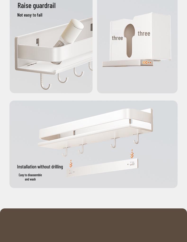 Wall-Mounted Punch-Free Kitchen Spice Rack & Shelf Organizer