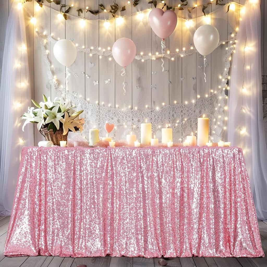 Gold Sequin Rectangle Table Cover Sparkly Fabric Table Cloth for Birthday Wedding Party Holiday Baby Shower Christmas Decoration
