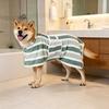 Quick-Drying Dog Bathrobe Striped Dog Wrap Towel with Belly Band Super Absorbent Pet Grooming Towel Robe for Dogs After Bath Machine Washable