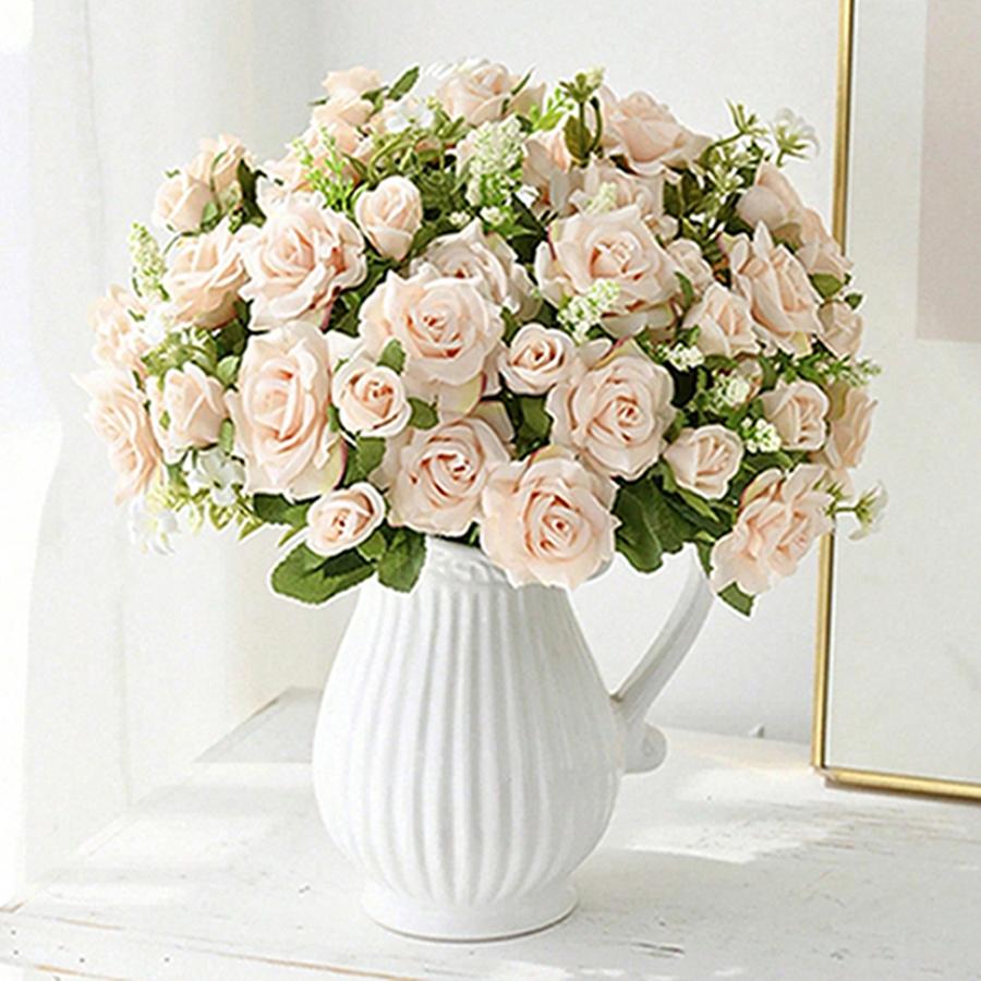 Artificial Flowers Silk Rose Wedding Bridal Fake Bouquet Valentine'Home Room Table Decor Outdoor Yard Garden DIY Photograph Prop