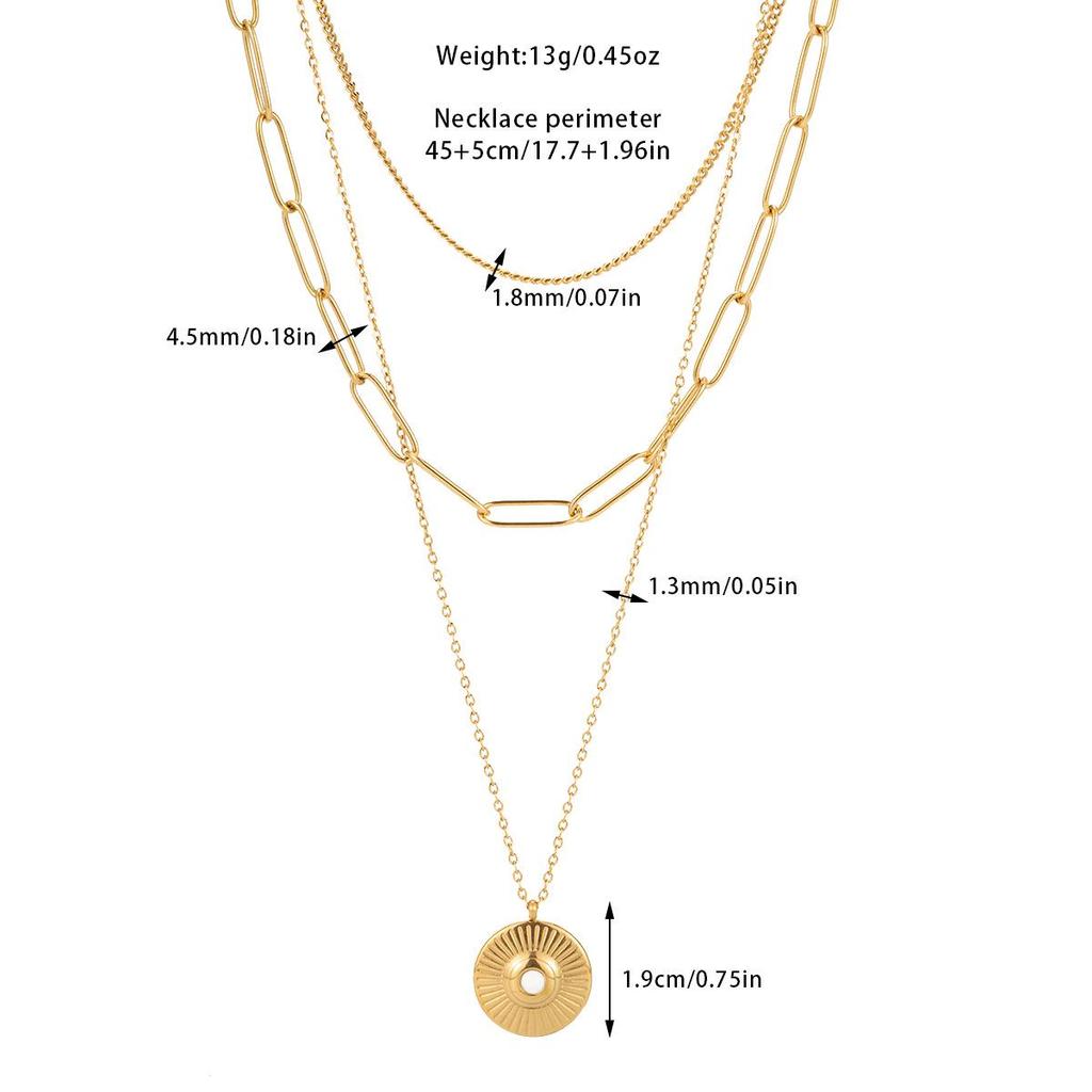 Women's High-End European & American Multi-Layer Titanium Steel Necklace, All-Match Stainless Steel Chain, Non-Fading