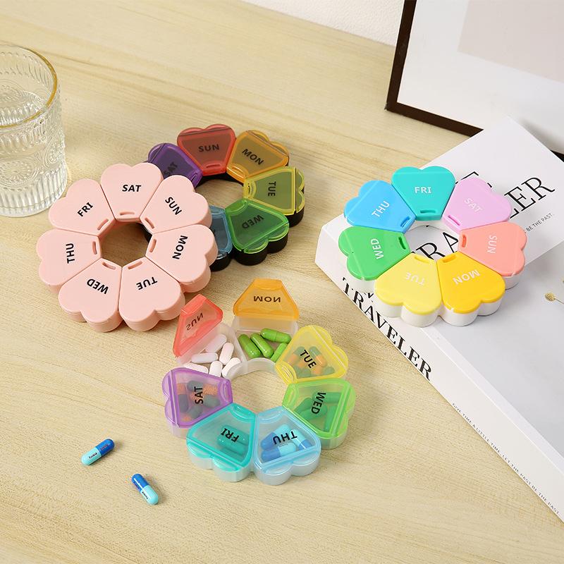 7 Day Round Eco-friendly Pill Box Portable Travel Vitamin Medicine Container Organizer for Gift Giving