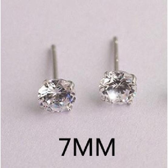 Luxury Female 6/7/8mm Round Lab Diamond Earrings 100% Real 925 Sterling Silver Earrings For Women Small Screw Stud