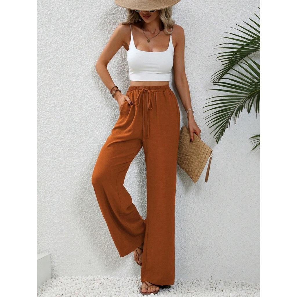 Pantaloni largi pentru femei, de primăvară și de vară, cu o sută de culori solide, model nou, pantaloni casual