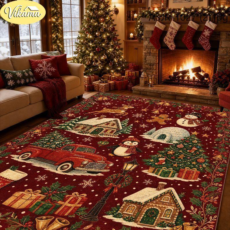 Vintage Kerstkleed, Duurzaam en Antislip Binnenkleed, Woonkamer en Slaapkamer Feestdecoratie Kleed, Huisdecoratie 50x80cm 20x31inch