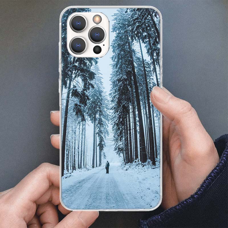 Winter White Snow Christmas Phone Case For Apple iPhone 16 15 14 13 12 11 Pro Max Mini XS XR X 7 Plus 8 + SE Soft Silicone Print