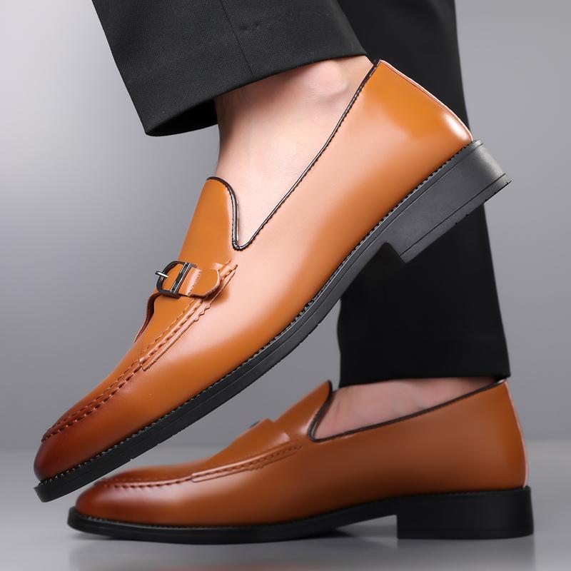 Fashion British Style Casual Leather Men Shoes High Quality Fashion Business Shoes Outdoor Slip on Walking Loafers Designer Boat Flats