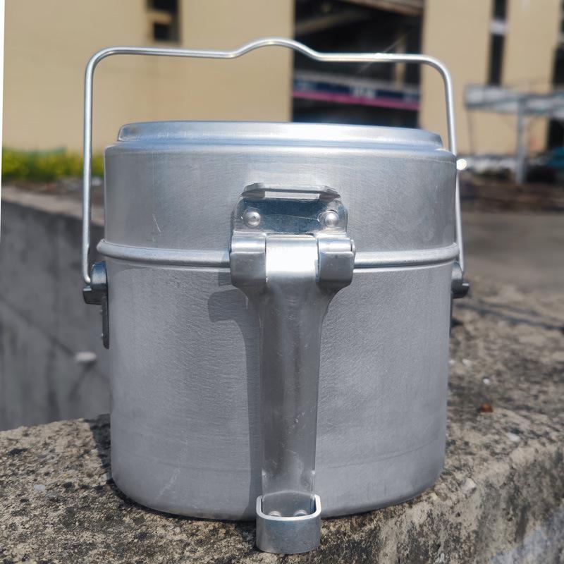 

Vintage German Bento Mess Kit: Nostalgic Multifunctional Lunch Box with Aluminum Kettle & BBQ Features
