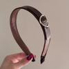 Wide Side Love Heart Hairband Hairband Women Hair Hoop Retro Leather Headband  Daily
