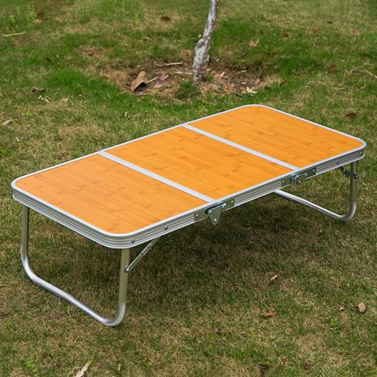 Picknick im Freien Klapptisch Leichte Heavy Duty Aluminium Rahmen Bambus Top Camping Wandern
