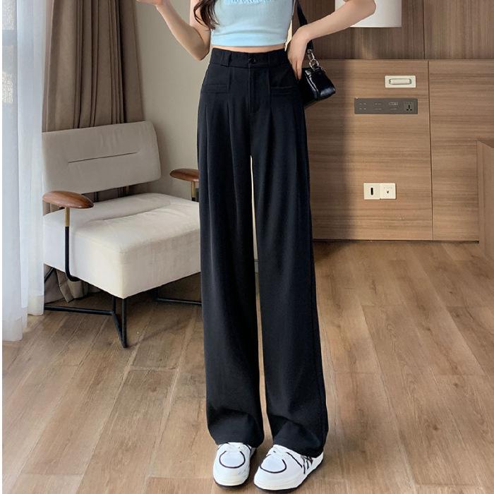 Pantaloni drapați cu talie înaltă pentru femei, cu croi larg, 2024 - Ediție primăvară/toamnă