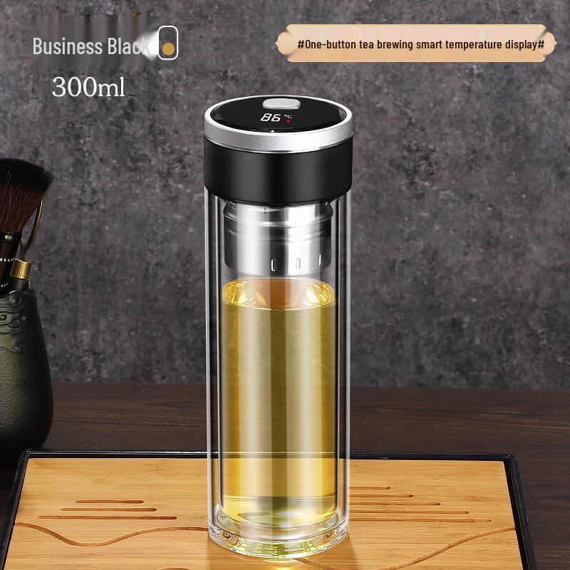 Magnetic Press Double-Layer Glass Tea Infuser Cup