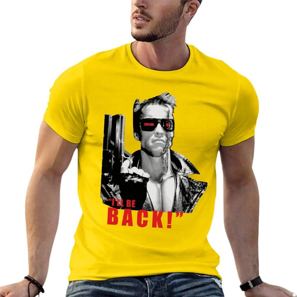 Terminator ILl Be Back Arnold Oversize T Shirt For Men Clothing 100 Cotton Streetwear Big Size Top Tee