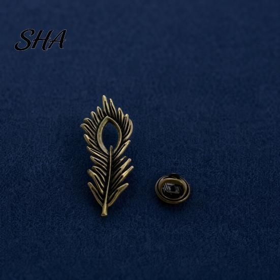 Casual Jacket Accessory Men Suit Lapel Pin, Feather Apricot Leaf Design Brooch Scarf Fixing Pin Zinc Alloy for Shirt Collar Coat Cardigan